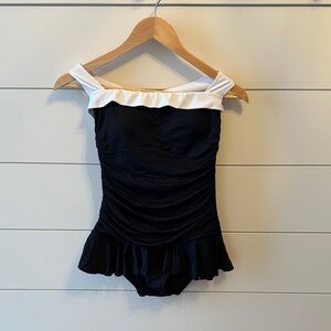 Lauren Ralph Lauren Black and White One Piece Swimsuit